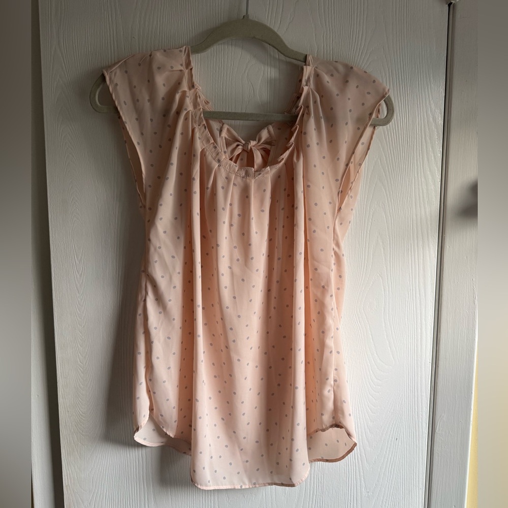 LC Lauren Conrad Blush Polka Dot Top
